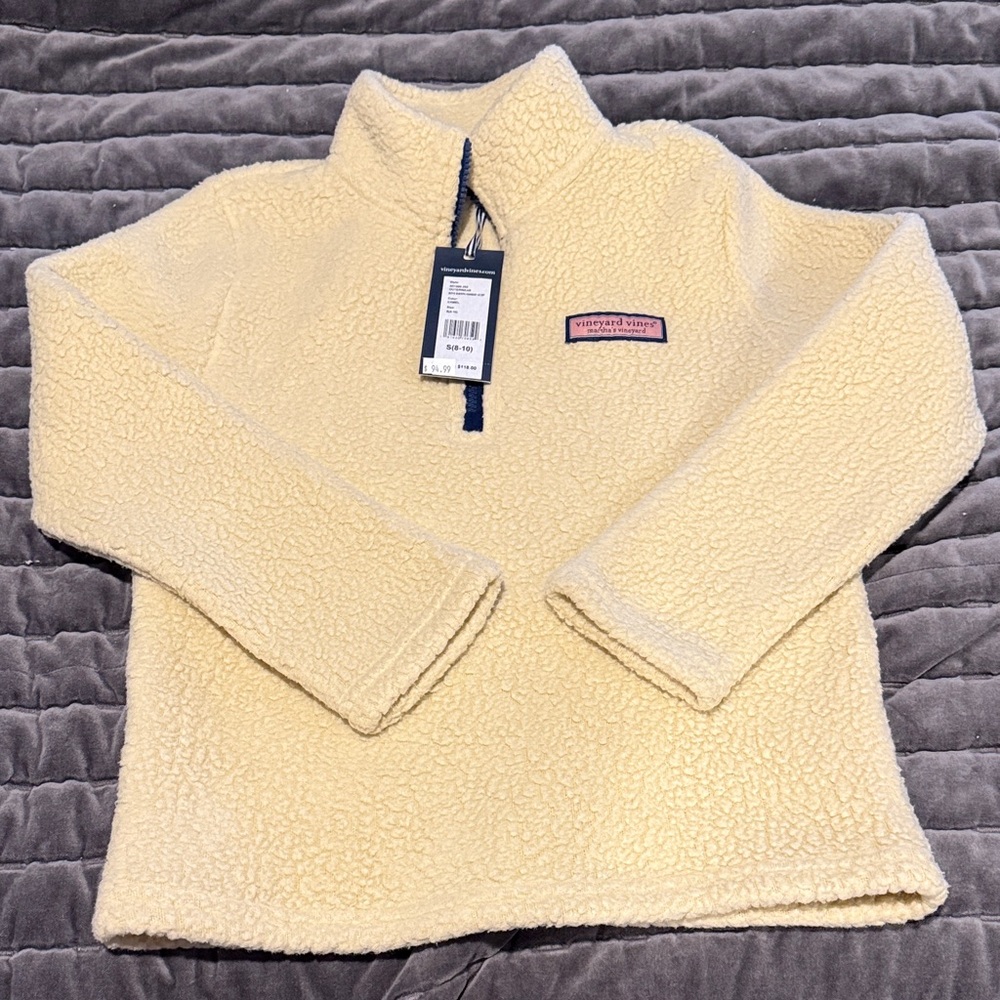 Vineyard Vines Ivory Sherpa Harbor 1/2 Zip